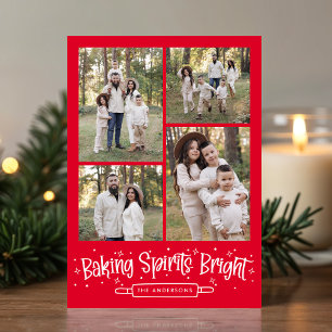Cartes Pour Fêtes Annuelles Baking Spirits Bright Rouge 4 Collage de Photos