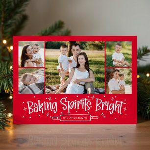 Cartes Pour Fêtes Annuelles Baking Spirits Bright Rouge 5 Photo Collage