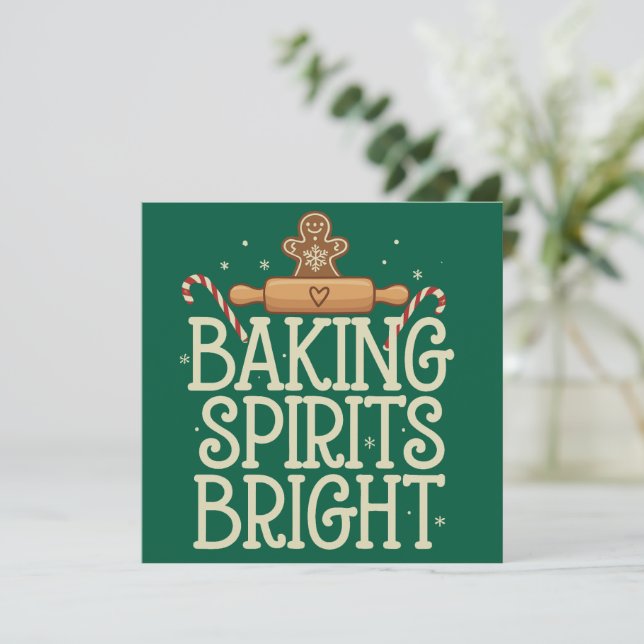 Cartes Pour Fêtes Annuelles Baking Spirits brillant Noël Drôle Noël Baker (Debout devant)