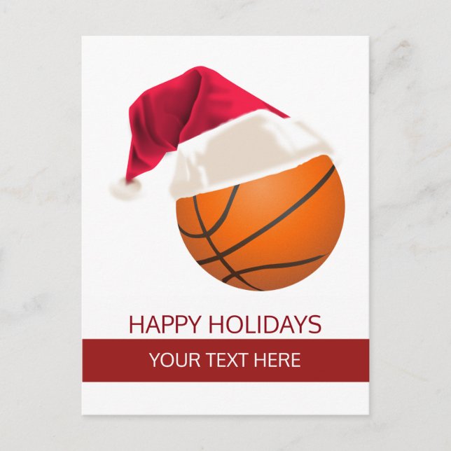 Cartes Pour Fêtes Annuelles Bal de basket de Noël Santa Hat (Devant)