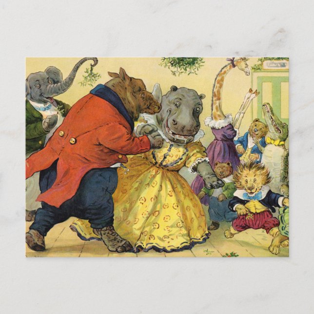 Cartes Pour Fêtes Annuelles Bal de Noël animal (Devant)