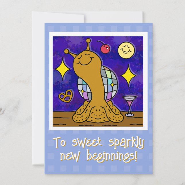 Cartes Pour Fêtes Annuelles Bal Disco Snail Cute Bonne Année (Devant)