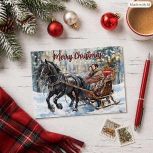 Cartes Pour Fêtes Annuelles Balade en traîneau nostalgique Frison à Noël