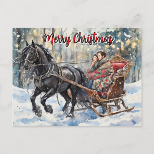 Cartes Pour Fêtes Annuelles Balade en traîneau nostalgique Frison à Noël