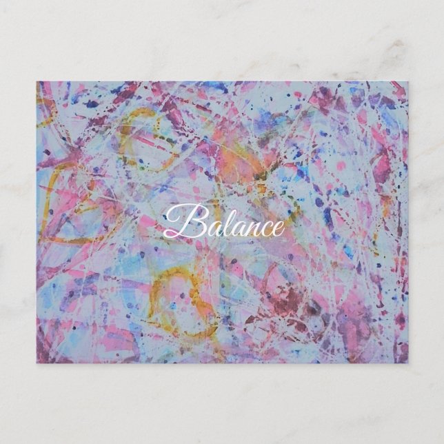 Cartes Pour Fêtes Annuelles ​"Balance" Abstract Watercolor & Wax Resistance (Devant)