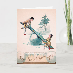 Cartes Pour Fêtes Annuelles Balançoire de poupées en bois victoriennes vintage