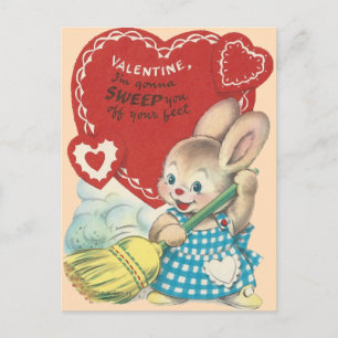 Cartes Pour Fêtes Annuelles Balayage vintage Bunny Valentine