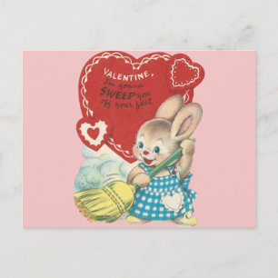 Cartes Pour Fêtes Annuelles Balayage vintage Bunny Valentine