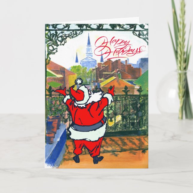 Cartes Pour Fêtes Annuelles Balcon du quartier français, Père Noël (Devant)