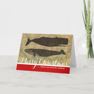 Cartes Pour Fêtes Annuelles Baleine antique Nautique : Vie maritime Vintage