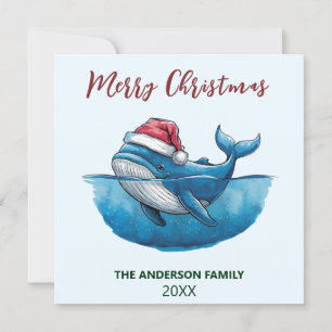 Cartes Pour Fêtes Annuelles Baleine nautique personnalisée au chapeau de Père 