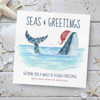 Baleines Père Noël Mer Nautique Funny Noël