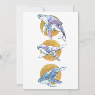 Cartes Pour Fêtes Annuelles Baleines Trio flotter et rêve