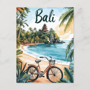 Cartes Pour Fêtes Annuelles Bali Beach avec Vélo - Voyage tropical