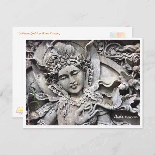 Cartes Pour Fêtes Annuelles Balinese Goddess Stone Art Travel Postcard (Devant / Derrière)