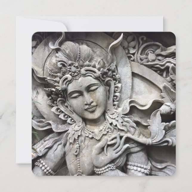 Cartes Pour Fêtes Annuelles Balinese Goddess Stone Carving Card (Devant)