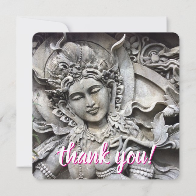 Cartes Pour Fêtes Annuelles Balinese Goddess Stone Carving Thank You Card (Devant)
