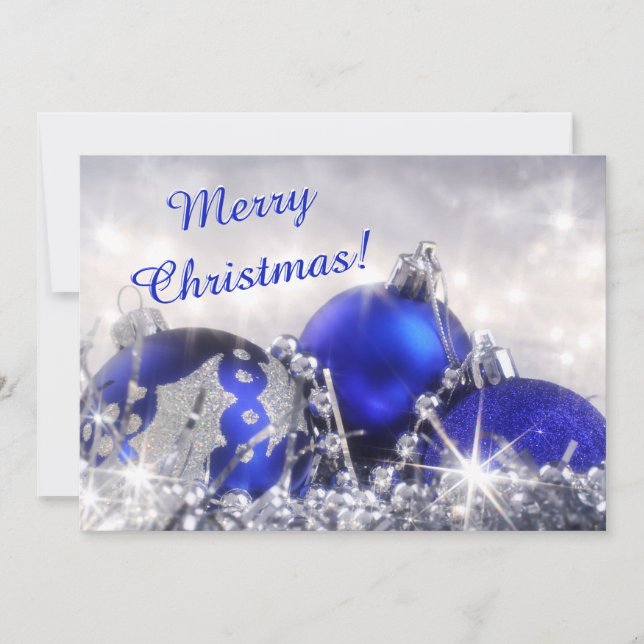 Cartes Pour Fêtes Annuelles Balise cadeau de Noël argent et bleu (Devant)