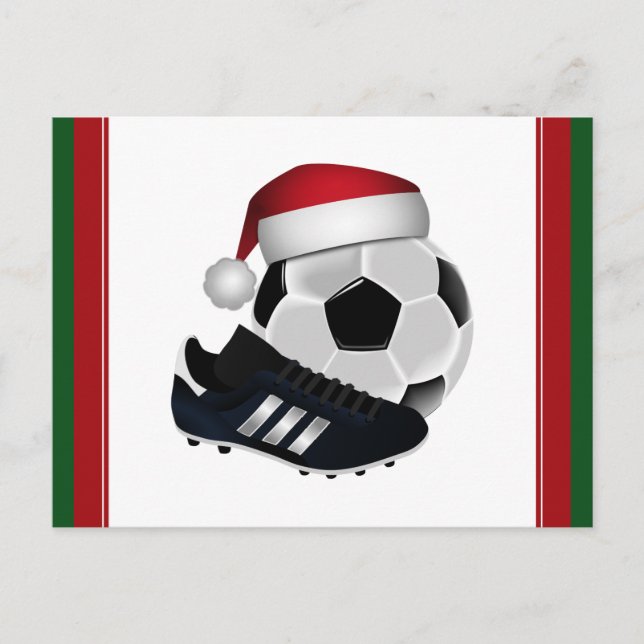 Cartes Pour Fêtes Annuelles Balle de football de Noël et chaussure (Devant)