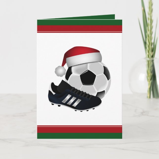 Cartes Pour Fêtes Annuelles Balle de football de Noël et chaussure (Devant)
