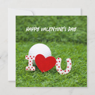 Cartes Pour Fêtes Annuelles Balle de golf Je t'aime vert Joyeuse Saint-Valenti