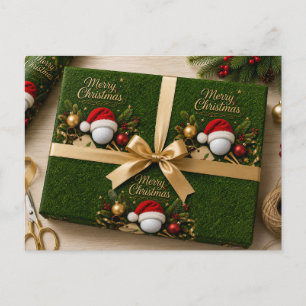 Cartes Pour Fêtes Annuelles Balle de golf portant un chapeau de Père Noël pour