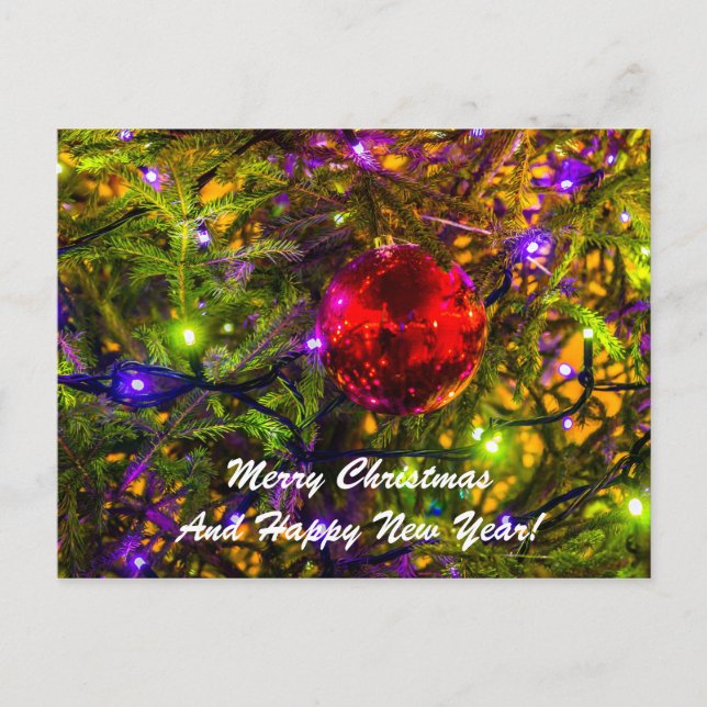 Cartes Pour Fêtes Annuelles Balle de Noël Épinette rouge (Devant)