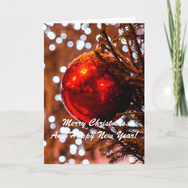 Cartes Pour Fêtes Annuelles Balle de Noël Rouge Blanc (Devant)