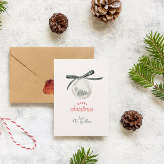 Cartes Pour Fêtes Annuelles Balle de Noël vintage verte et blanche