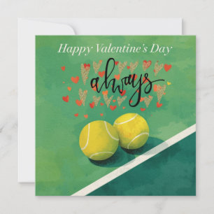 Cartes Pour Fêtes Annuelles Balle de tennis avec LOVE sur court bleu