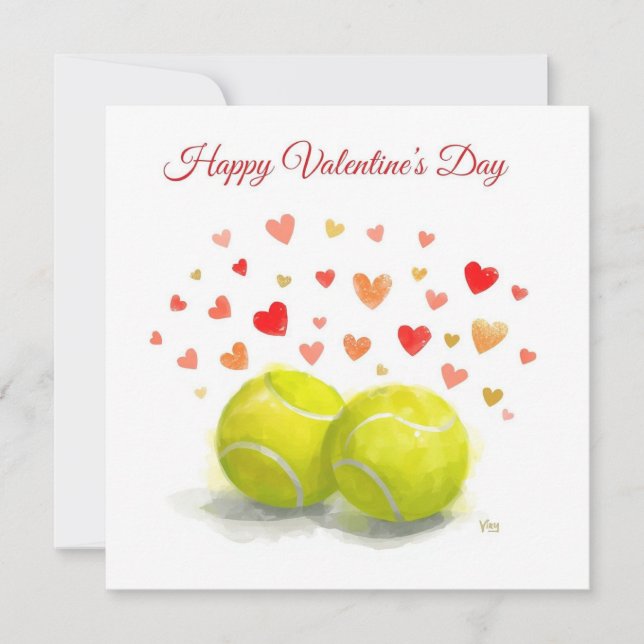 Cartes Pour Fêtes Annuelles Balle de tennis avec LOVE sur court bleu (Devant)