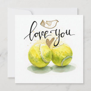 Cartes Pour Fêtes Annuelles Balle de tennis avec LOVE sur court bleu
