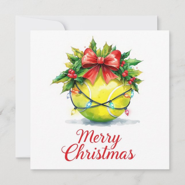 Cartes Pour Fêtes Annuelles Balle de Tennis Joyeux Noël Vacances  (Devant)