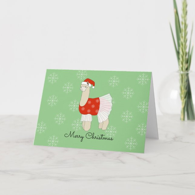 Cartes Pour Fêtes Annuelles Ballerina Llama Snowflakes Noël (Devant)