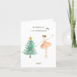 Cartes Pour Fêtes Annuelles Ballerina Tree Girl's 1er Christmas