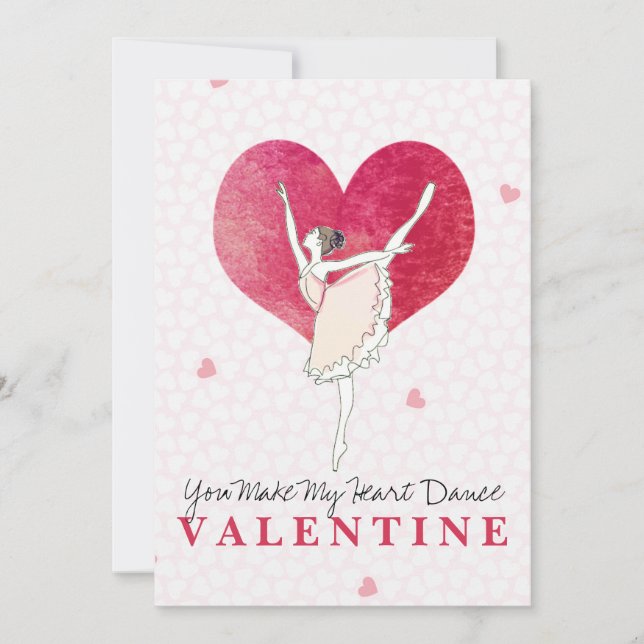 Cartes Pour Fêtes Annuelles Ballerina Valentine Faire Mon Coeur Danse Danse Ro (Devant)