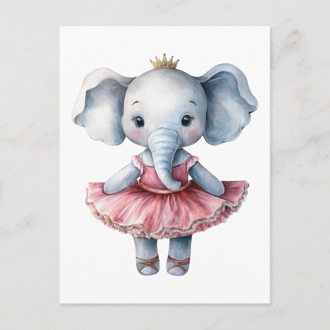 Cartes Pour Fêtes Annuelles Ballerine d'éléphant mignonne danse ballet (Devant)