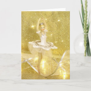 Cartes Pour Fêtes Annuelles Ballerine en blanc (vertical)