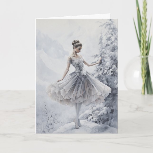 Cartes Pour Fêtes Annuelles Ballet Neige Queen Flocon de neige Ballerina Noël (Devant)