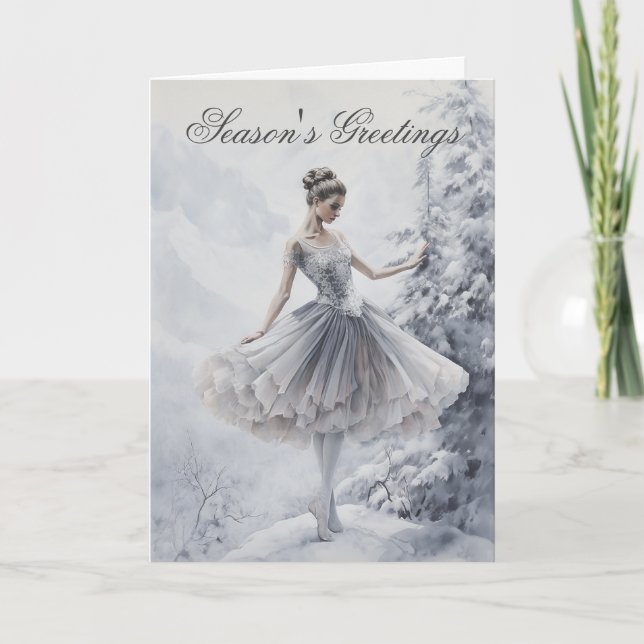 Cartes Pour Fêtes Annuelles Ballet Reine des Neiges Flocon de Neige Ballerine  (Devant)