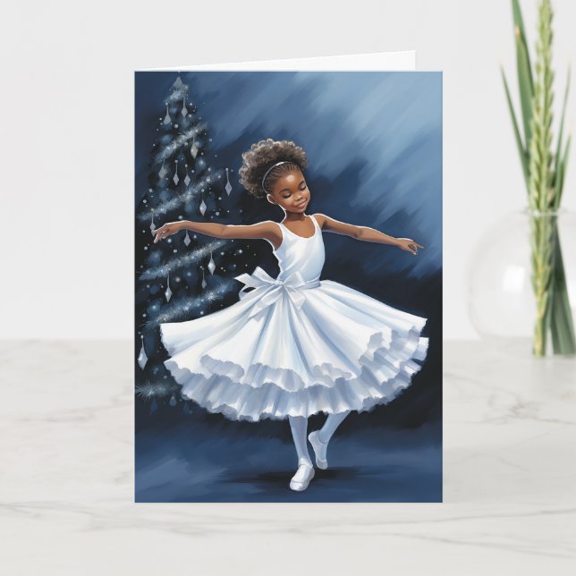 Cartes Pour Fêtes Annuelles Ballet Reine des Neiges Flocon de Neige Ballerine  (Devant)