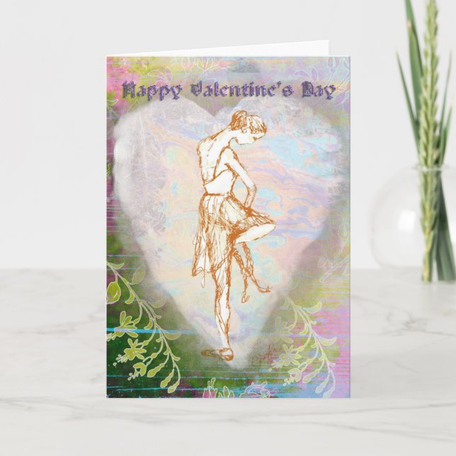 Cartes Pour Fêtes Annuelles Ballet Valentine's Day Tying Shoe in Heart (Devant)