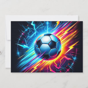 Cartes Pour Fêtes Annuelles Ballon de football électrique futuriste éclair