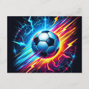 Cartes Pour Fêtes Annuelles Ballon de football électrique futuriste éclair