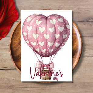 Cartes Pour Fêtes Annuelles Ballon en forme de cœur rose rouge Joyeuse Saint-V
