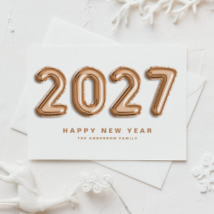 Cartes Pour Fêtes Annuelles Ballon Mylar « 2027 » en feuille d'or rose Bonne A