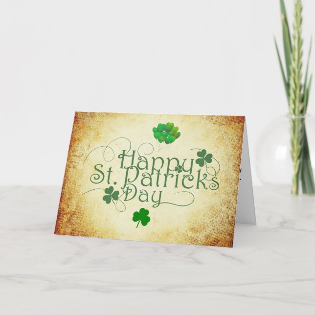Cartes Pour Fêtes Annuelles ballon vert shamrock feuille de trèfle jour de la  (Devant)