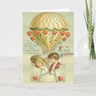 Cartes Pour Fêtes Annuelles Ballon vintage Valentine Hot Air
