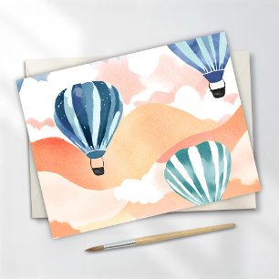 Cartes Pour Fêtes Annuelles Ballons à air chaud   Aquarelle Pastel