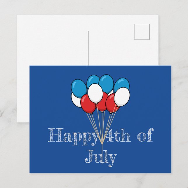 Cartes Pour Fêtes Annuelles Ballons bleu blanc rouge patriotique | Personnalis (Devant / Derrière)